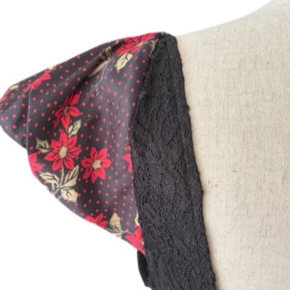 Free People Aurora Dress Red Floral A-line Mini Babydoll Puff Sleeves Large NWOT - Picture 11 of 16